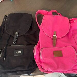 2 ‘Pink’ Victoria’s Secret canvas backpacks